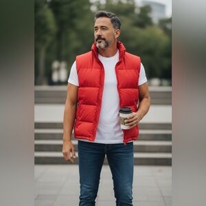 Vintage Roots Winter Edition Men's Red Puffer Vest
